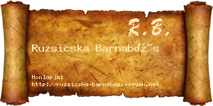 Ruzsicska Barnabás névjegykártya