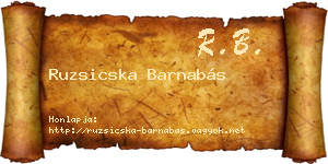 Ruzsicska Barnabás névjegykártya
